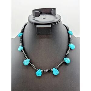 Hematite Dyed Howlite Teardrop Hook Clasp 19" Necklace